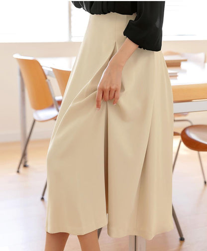 Elegant Feminin Pin-tuck Flare Skirt / Korean Style Party Dress Skirt / Spring Fall Daily Dressy Midi Skirt / Clasic Simple Flare Skirt