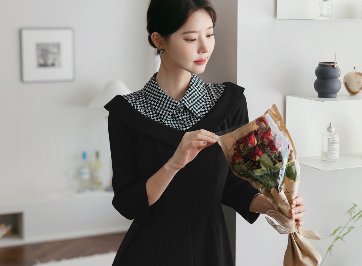 Elegant Feminine Off-shoulder Layered Style Dress / Korean Style Midi Dress / Elegant Luxury Dress