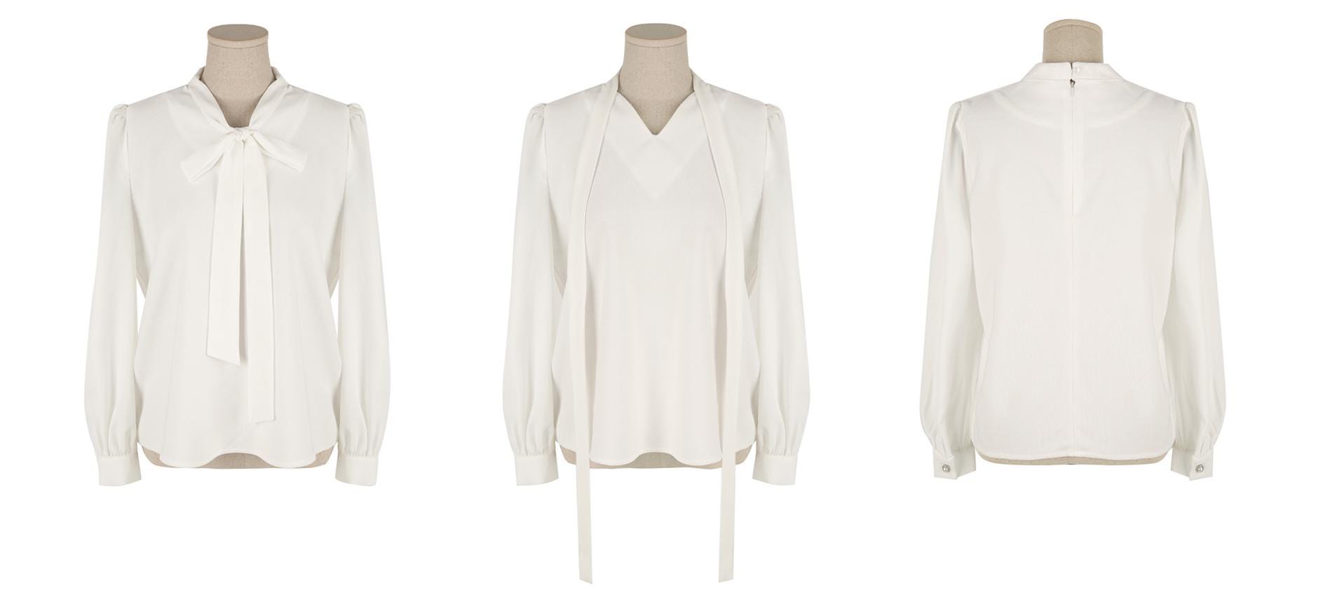 Elegant Feminin Soft Blouse Top with Tie / Korean Style Tie Neck Blouse Top / Office Look Top / Everyday Long Sleeve Blouse