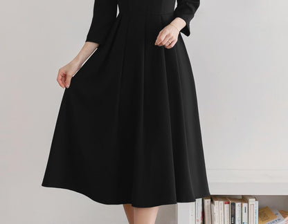 Elegant Feminine Off-shoulder Layered Style Dress / Korean Style Midi Dress / Elegant Luxury Dress