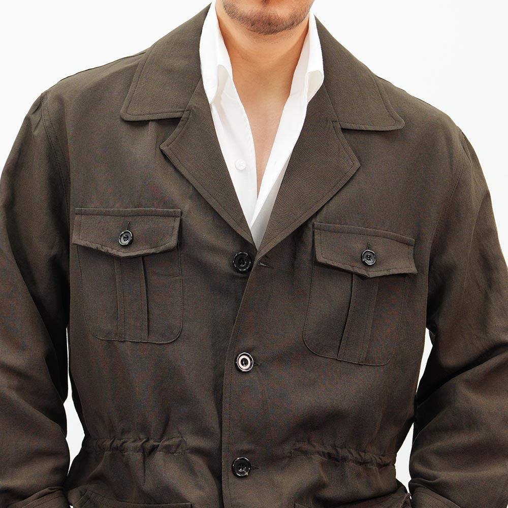 Men's Classic Spring Summer Linen Safari Jacket / Light Khaki Brown Color Summer Coat for Men / Short Coat Jacket