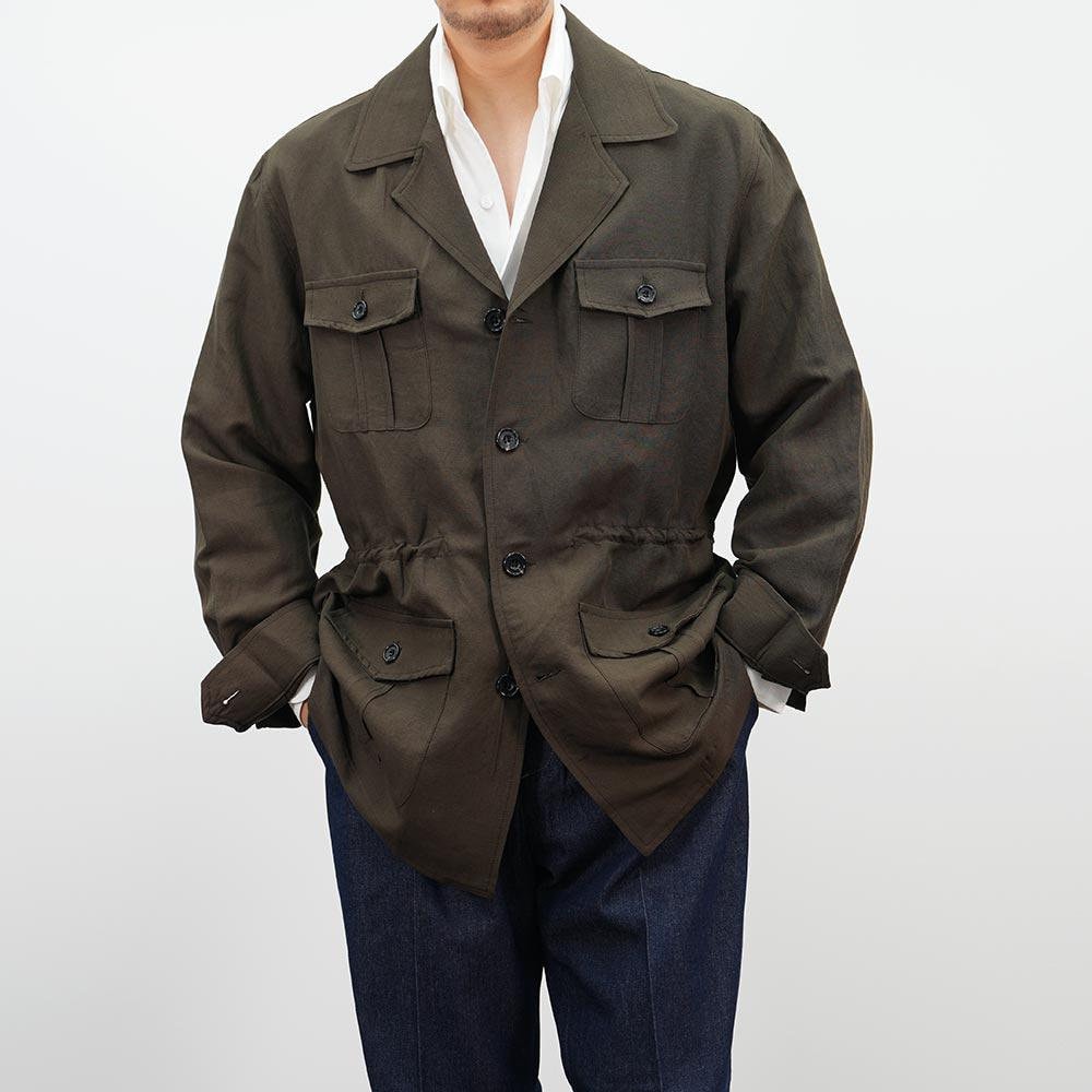 Men's Classic Spring Summer Linen Safari Jacket / Light Khaki Brown Color Summer Coat for Men / Short Coat Jacket